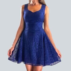 Z SPOKE BY ZAC POSEN BLUE LACE FIT AND FLARE DRESS